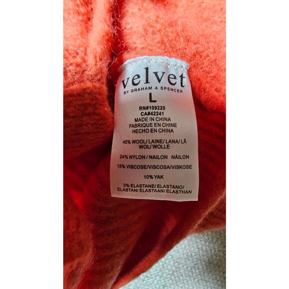 Velvet, Button Up, V-Neck, Cardigan, Soft, Boxy, Stretchy, Sweater, Orange, Lg - Picture 10 of 11